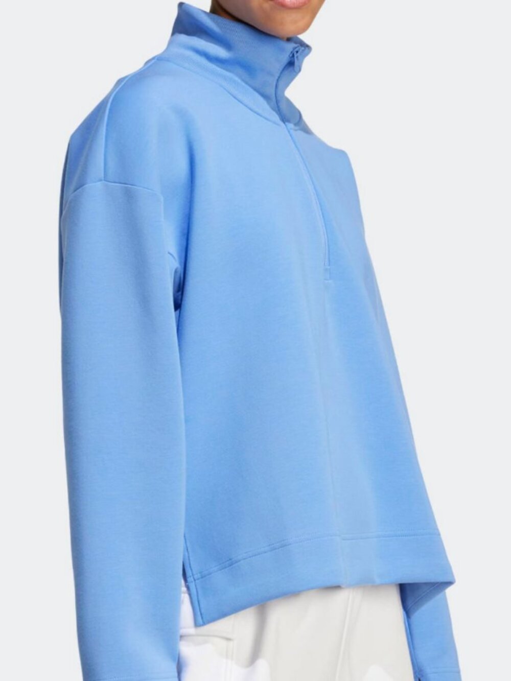 ADIDAS WOMEN'S SOFT LUX QUARTER-ZIP PULLOVER MOCK-NECK (BLUE FUSION) LARGE NWT